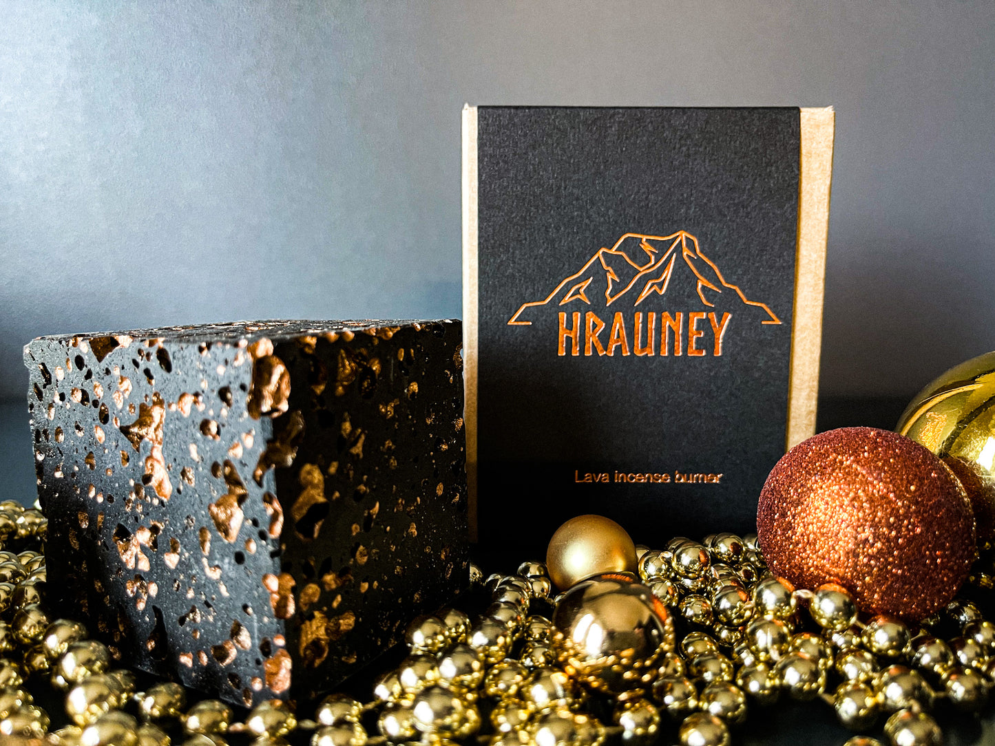 Christmas lava cube black and copper - Hrauney