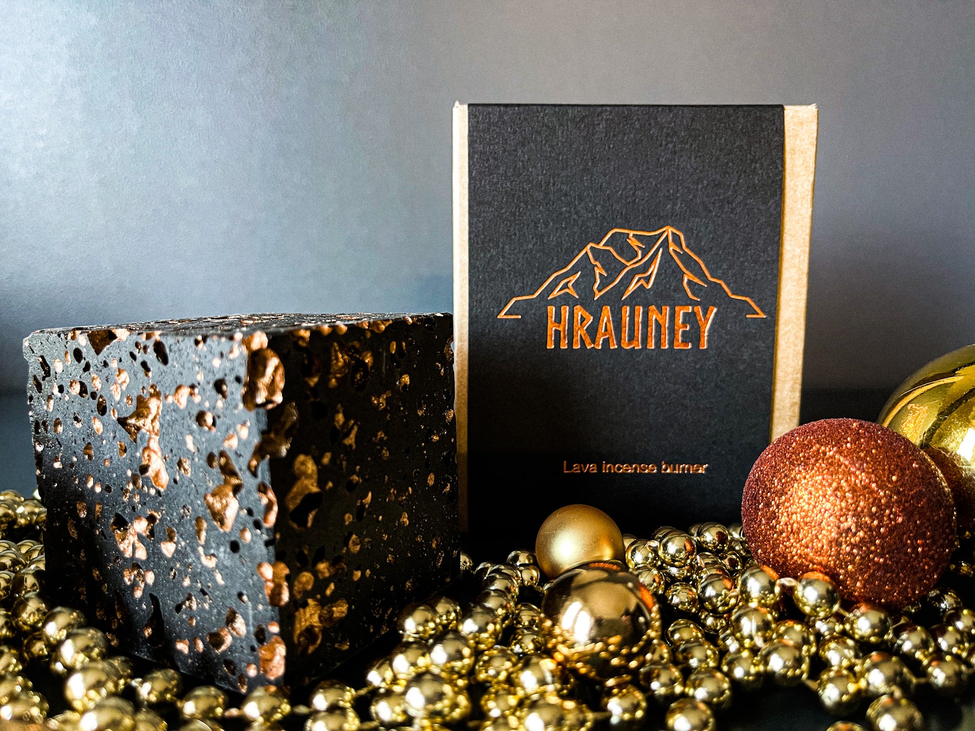 Christmas lava cube black and copper - Hrauney