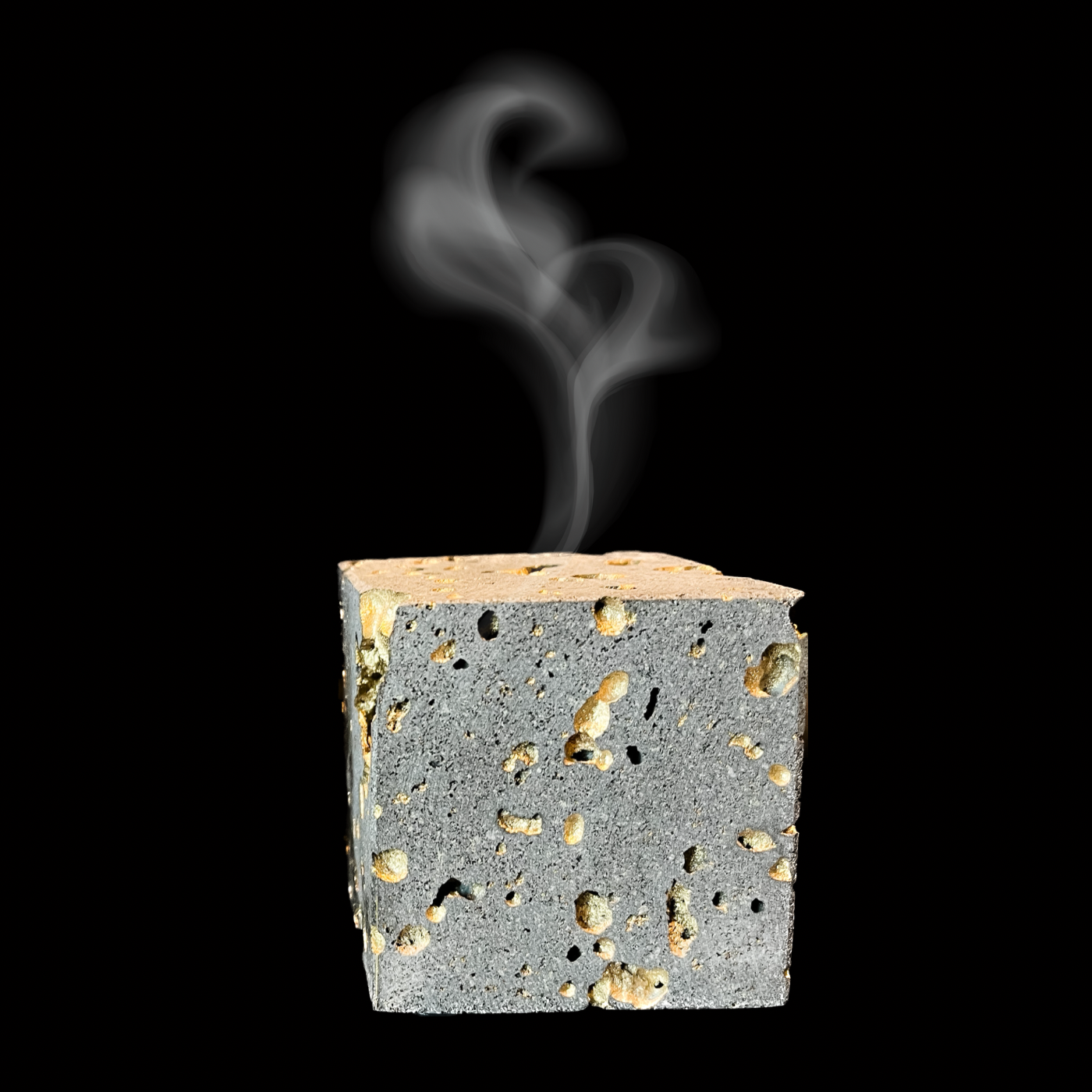 Christmas lava cube natural grey and gold - Hrauney